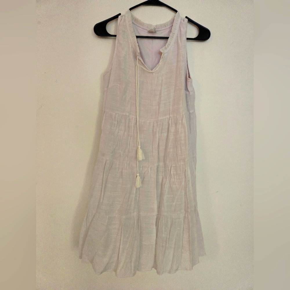 White Dress with drawstring neckline